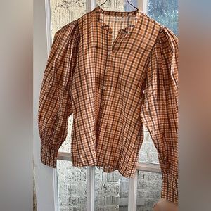 Doen Scarlet Top in Orange Meringue Plaid size XXS